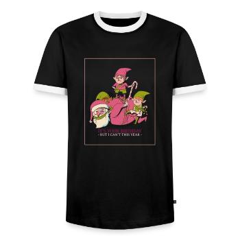 Noël ironique du Père Noël elfe C’est votre anniversaire mais - T-shirt contrasté Homme - noir/blanc - Devant - AI Model Female 172 light (172cm) & AI Model Male 178 light (178cm)