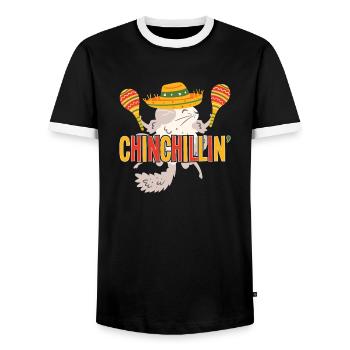 Chinchillin Mexican Artwork Chinchilla - Men's Ringer Shirt - black/white - Front - AI Model Female 172 light (172cm) & AI Model Male 178 light (178cm)