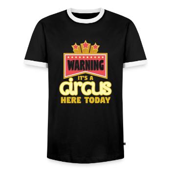 Warning Ist A Circus Here Today - Men's Ringer Shirt - black/white - Front - AI Model Female 172 light (172cm) & AI Model Male 178 light (178cm)