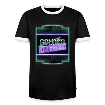 Birthday Gift Fun Funny Gift Idea - Men's Ringer Shirt - black/white - Front - AI Model Female 172 light (172cm) & AI Model Male 178 light (178cm)