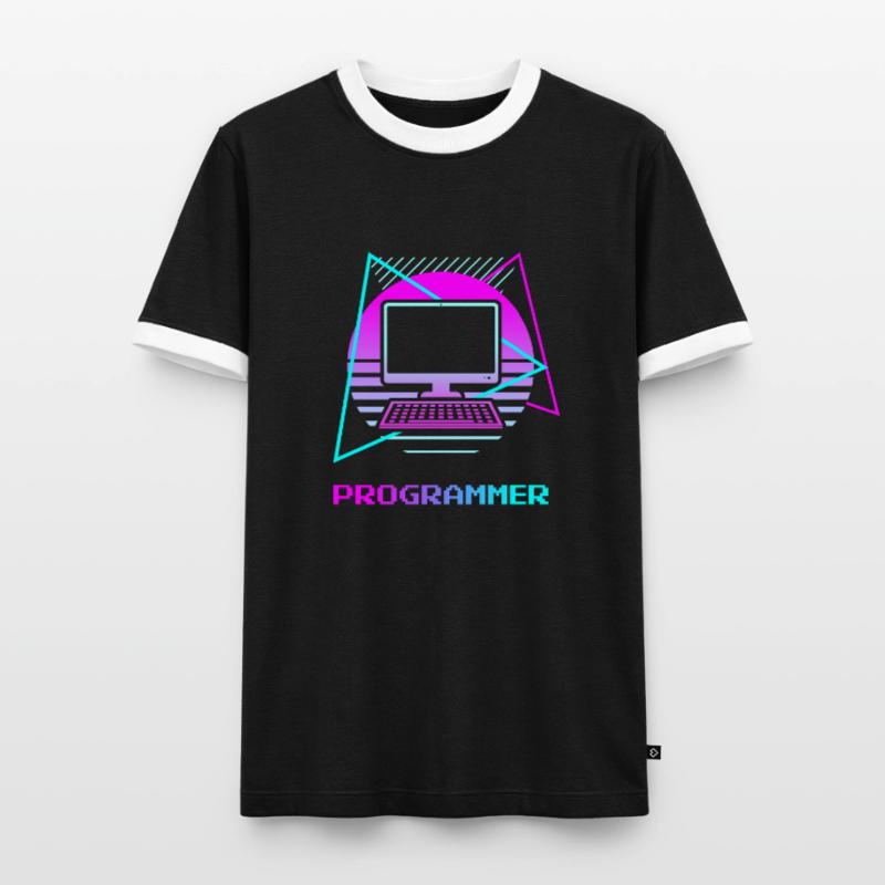 Retro Programmer Computer Programming Men's Ringer Shirt