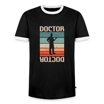 Retro Vintage Classic Doctor Medical - Men's Ringer Shirt - black/white - Front - AI Model Female 172 light (172cm) & AI Model Male 178 light (178cm)