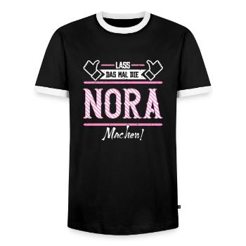 Nora Geschenkidee Geschenk Geburtstag - Männer Kontrast-T-Shirt - Schwarz/Weiß - Vorne - AI Model Female 172 light (172cm) & AI Model Male 178 light (178cm)
