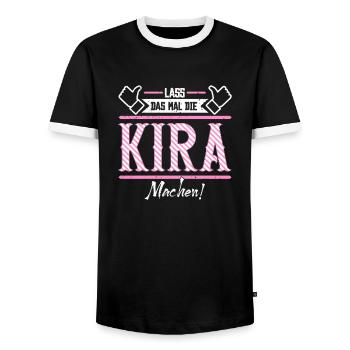 Kira Geschenkidee Geschenk Geburtstag - Männer Kontrast-T-Shirt - Schwarz/Weiß - Vorne - AI Model Female 172 light (172cm) & AI Model Male 178 light (178cm)