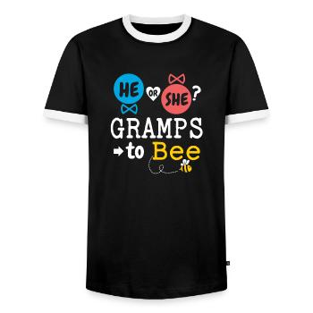 He or She Gramps To Bee Gender Reveal Family Baby - Men's Ringer Shirt - black/white - Front - AI Model Female 172 light (172cm) & AI Model Male 178 light (178cm)
