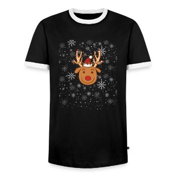 Reindeer Christmas Snow - Männer Kontrast-T-Shirt - Schwarz/Weiß - Vorne - AI Model Female 172 light (172cm) & AI Model Male 178 light (178cm)