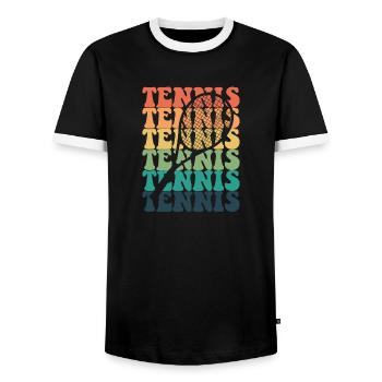 Tennis pattern retro tennis lover vintage - Männer Kontrast-T-Shirt - Schwarz/Weiß - Vorne - AI Model Female 172 light (172cm) & AI Model Male 178 light (178cm)