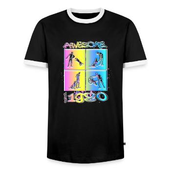 Awesome since 1980. Agility, Hundetraining - Men's Ringer Shirt - black/white - Front - AI Model Female 172 light (172cm) & AI Model Male 178 light (178cm)