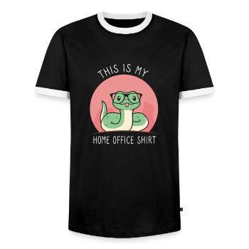 Ceci est ma chemise de bureau à domicile Snake bureau à domicile - T-shirt contrasté Homme - noir/blanc - Devant - AI Model Female 172 light (172cm) & AI Model Male 178 light (178cm)