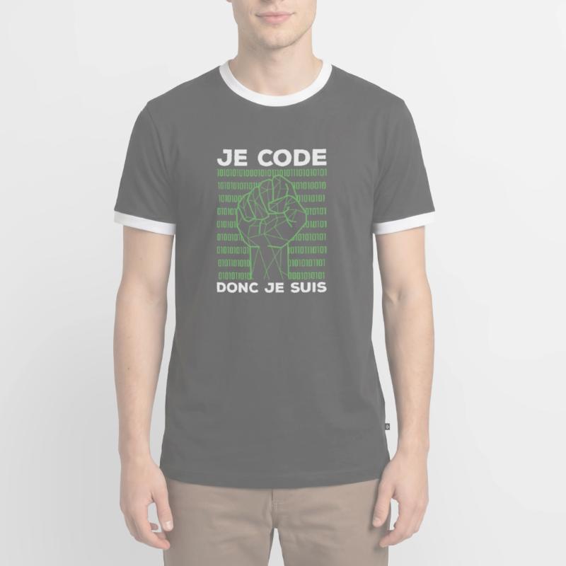 Je Code Donc Je Suis Programmeur Programmation Männer Kontrast-T-Shirt