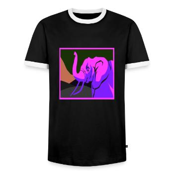 Awesome Elephant Lover Vapor Wave Designs - Men's Ringer Shirt - black/white - Front - AI Model Female 172 light (172cm) & AI Model Male 178 light (178cm)
