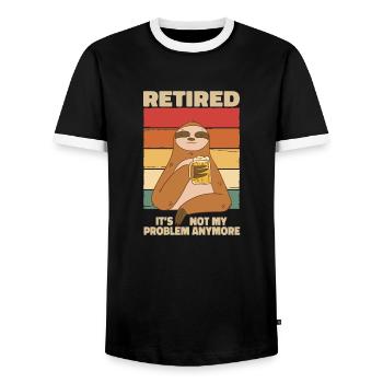 Retired Not My Problem Anymore Rente Rentner - Männer Kontrast-T-Shirt - Schwarz/Weiß - Vorne - AI Model Female 172 light (172cm) & AI Model Male 178 light (178cm)