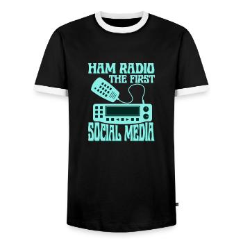 Ham Radio The First Social Media Operator Amateur - Männer Kontrast-T-Shirt - Schwarz/Weiß - Vorne - AI Model Female 172 light (172cm) & AI Model Male 178 light (178cm)