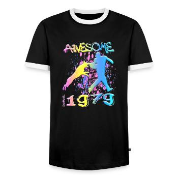 Génial depuis 1979. Agilité, Hundetraining - T-shirt contrasté Homme - noir/blanc - Devant - AI Model Female 172 light (172cm) & AI Model Male 178 light (178cm)