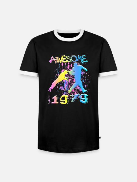 Génial depuis 1979. Agilité, Hundetraining - T-shirt contrasté Homme - noir/blanc