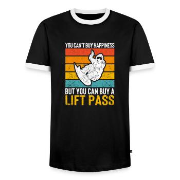 Vous ne pouvez pas acheter le bonheur, mais vous pouvez acheter un - T-shirt contrasté Homme - noir/blanc - Devant - AI Model Female 172 light (172cm) & AI Model Male 178 light (178cm)