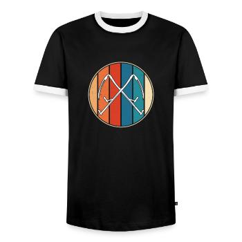 Sensenmähen Retro Farben Lustig Sensenmähen - Männer Kontrast-T-Shirt - Schwarz/Weiß - Vorne - AI Model Female 172 light (172cm) & AI Model Male 178 light (178cm)