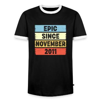 11 Years Old Epic Since November 2011 11th - Men's Ringer Shirt - black/white - Front - AI Model Female 172 light (172cm) & AI Model Male 178 light (178cm)