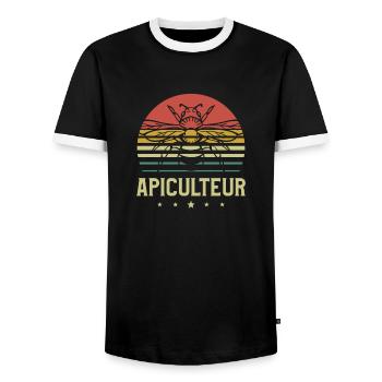 Drapeau Français Apiculture Apiculteur - Männer Kontrast-T-Shirt - Schwarz/Weiß - Vorne - AI Model Female 172 light (172cm) & AI Model Male 178 light (178cm)