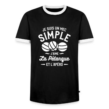 Je Suis Un Mec Simple J'aime La Pétanque Et - Männer Kontrast-T-Shirt - Schwarz/Weiß - Vorne - AI Model Female 172 light (172cm) & AI Model Male 178 light (178cm)