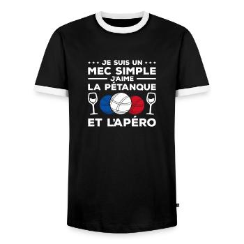 Je Suis Un Mec Simple J'aime La Pétanque Et - Männer Kontrast-T-Shirt - Schwarz/Weiß - Vorne - AI Model Female 172 light (172cm) & AI Model Male 178 light (178cm)