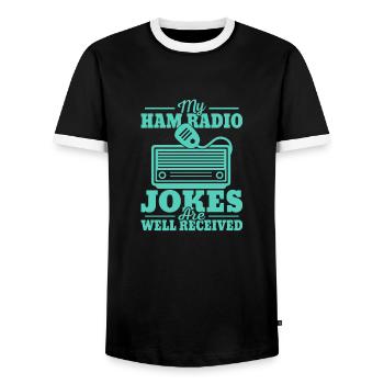 Mes blagues de radio amateur sont bien accueillies opérateur ama - T-shirt contrasté Homme - noir/blanc - Devant - AI Model Female 172 light (172cm) & AI Model Male 178 light (178cm)