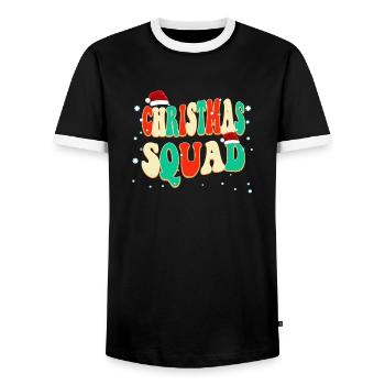 Cool Vintage Christmas Design Christmas Squad - Men's Ringer Shirt - black/white - Front - AI Model Female 172 light (172cm) & AI Model Male 178 light (178cm)
