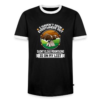 Saint Elias Mountains Is On My List Hiking - Men's Ringer Shirt - black/white - Front - AI Model Female 172 light (172cm) & AI Model Male 178 light (178cm)