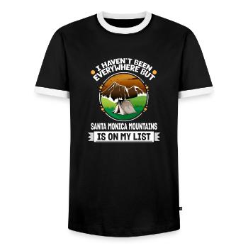 Santa Monica Mountains Is On My List Hiking - Men's Ringer Shirt - black/white - Front - AI Model Female 172 light (172cm) & AI Model Male 178 light (178cm)