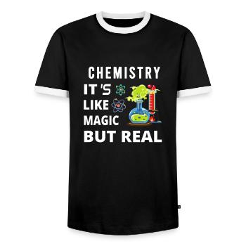 Chemistry It s Like Magic But Real Christmas - Men's Ringer Shirt - black/white - Front - AI Model Female 172 light (172cm) & AI Model Male 178 light (178cm)