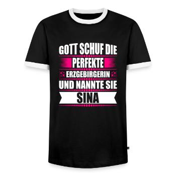 Erzgebirge Frau Namen Sachsen Sina - Männer Kontrast-T-Shirt - Schwarz/Weiß - Vorne - AI Model Female 172 light (172cm) & AI Model Male 178 light (178cm)