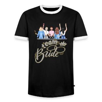 Bride bride wedding stag party bridesmaid party stag party - Men's Ringer Shirt - black/white - Front - AI Model Female 172 light (172cm) & AI Model Male 178 light (178cm)