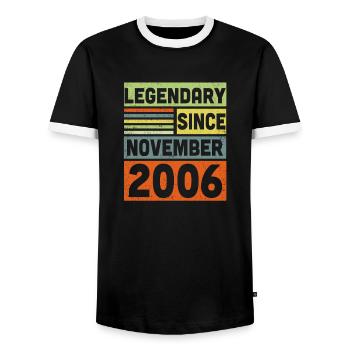 Legendary Since November 2006 16. Geburtstag - Männer Kontrast-T-Shirt - Schwarz/Weiß - Vorne - AI Model Female 172 light (172cm) & AI Model Male 178 light (178cm)