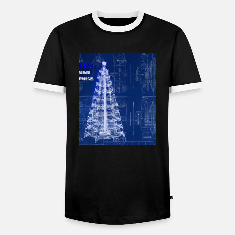 Weihnachten Weihnachtsbaum Schematic Blaupause - Männer Kontrast-T-Shirt - Schwarz/Weiß
