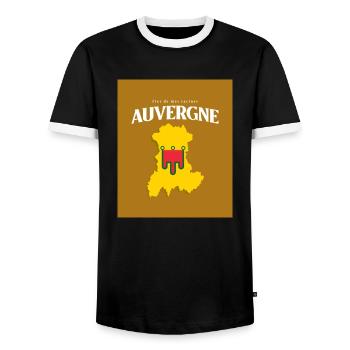Fier de mes Racines Auvergne Or - T-shirt contrasté Homme - noir/blanc - Devant - AI Model Female 172 light (172cm) & AI Model Male 178 light (178cm)