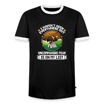 Uncompahgre Peak est sur ma liste Camping de randonnée - T-shirt contrasté Homme - noir/blanc - Devant - AI Model Female 172 light (172cm) & AI Model Male 178 light (178cm)