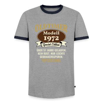 51 anstimer modèle 1972 51e anniversaire - T-shirt contrasté Homme - gris/marine  - Devant - AI Model Female 172 light (172cm) & AI Model Male 178 light (178cm)
