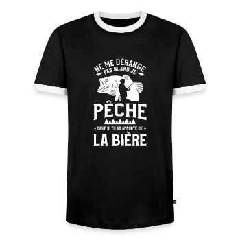 Ne Me Dérange Pas Quand Je Pêch Amateur De Bière - T-shirt contrasté Homme - noir/blanc - Devant - AI Model Female 172 light (172cm) & AI Model Male 178 light (178cm)
