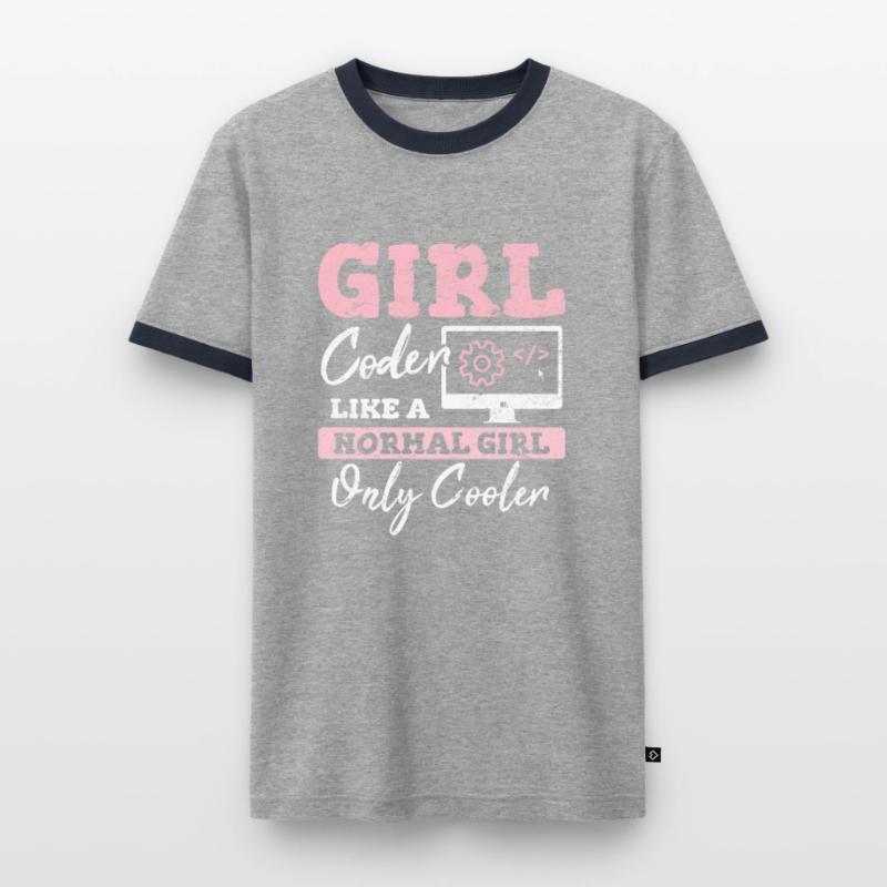 Drôle de fille Codeur Code de programmation informatique Développement Web T-shirt contrasté Homme