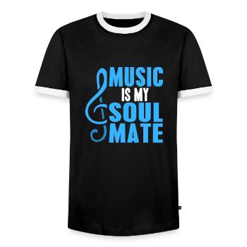 Music Is My Soulmate Retro Music Lover Designs - Männer Kontrast-T-Shirt - Schwarz/Weiß - Vorne - AI Model Female 172 light (172cm) & AI Model Male 178 light (178cm)