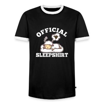 Chemise de nuit officielle Mouton - T-shirt contrasté Homme - noir/blanc - Devant - AI Model Female 172 light (172cm) & AI Model Male 178 light (178cm)