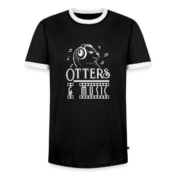Loutres et notes de musique : musicien clé, - T-shirt contrasté Homme - noir/blanc - Devant - AI Model Female 172 light (172cm) & AI Model Male 178 light (178cm)