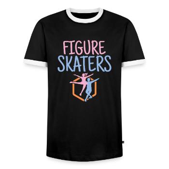 Figure Skaters - Men's Ringer Shirt - black/white - Front - AI Model Female 172 light (172cm) & AI Model Male 178 light (178cm)