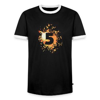 Numéro 5e couleur Splash - T-shirt contrasté Homme - noir/blanc - Devant - AI Model Female 172 light (172cm) & AI Model Male 178 light (178cm)