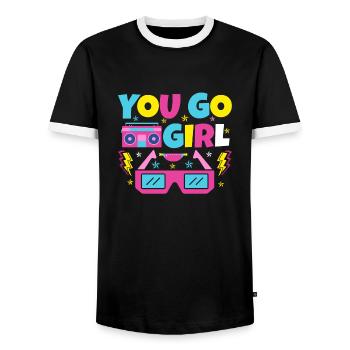 You go girl slogan design - Men's Ringer Shirt - black/white - Front - AI Model Female 172 light (172cm) & AI Model Male 178 light (178cm)