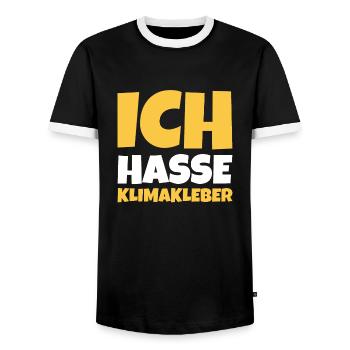 Straße ankleben Protest - Männer Kontrast-T-Shirt - Schwarz/Weiß - Vorne - AI Model Female 172 light (172cm) & AI Model Male 178 light (178cm)
