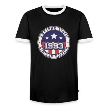 Awesome Since 1993 30. Geburtstag - Männer Kontrast-T-Shirt - Schwarz/Weiß - Vorne - AI Model Female 172 light (172cm) & AI Model Male 178 light (178cm)