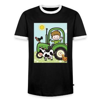 Grüner Traktor Geburtstag Bauernhof Tiere - Männer Kontrast-T-Shirt - Schwarz/Weiß - Vorne - AI Model Female 172 light (172cm) & AI Model Male 178 light (178cm)
