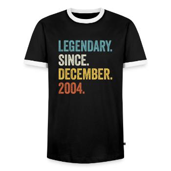 Legendary Since December 2004 18. Geburtstag - Männer Kontrast-T-Shirt - Schwarz/Weiß - Vorne - AI Model Female 172 light (172cm) & AI Model Male 178 light (178cm)