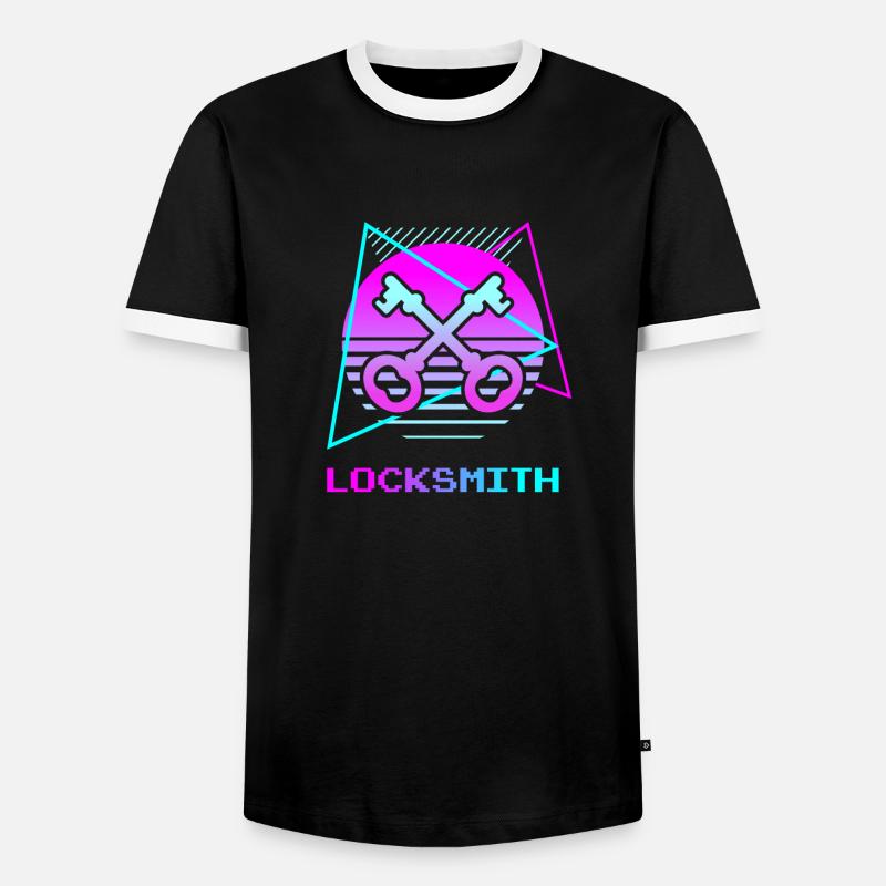 Retro Locksmith Lock Locksmithing - Men's Ringer Shirt - black/white